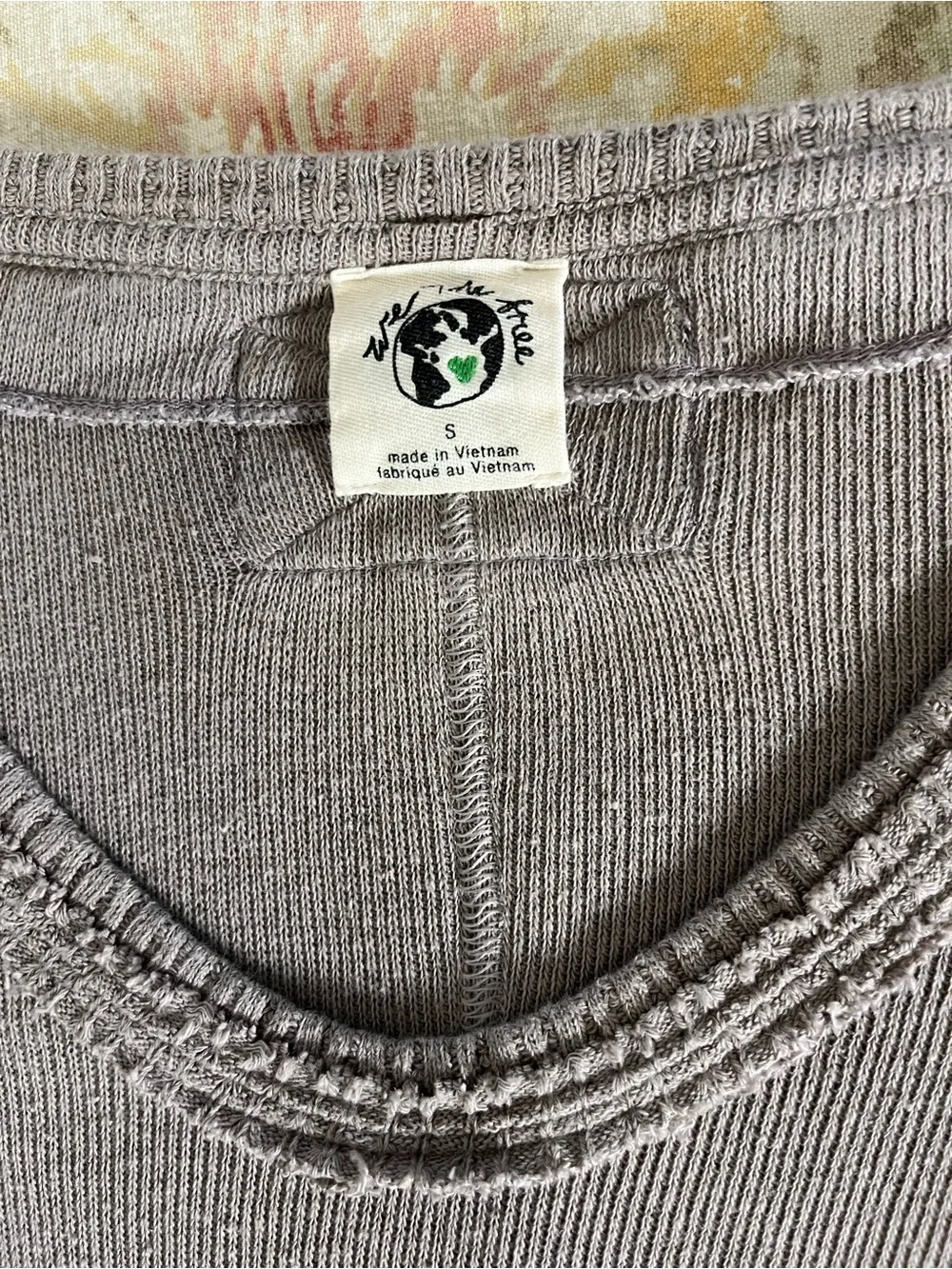Free People We The Free Colby Long Sleeve Taupe Super Soft Cotton Top